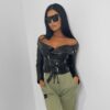 Drop Off Shoulder Jacket (Lezzy) Black