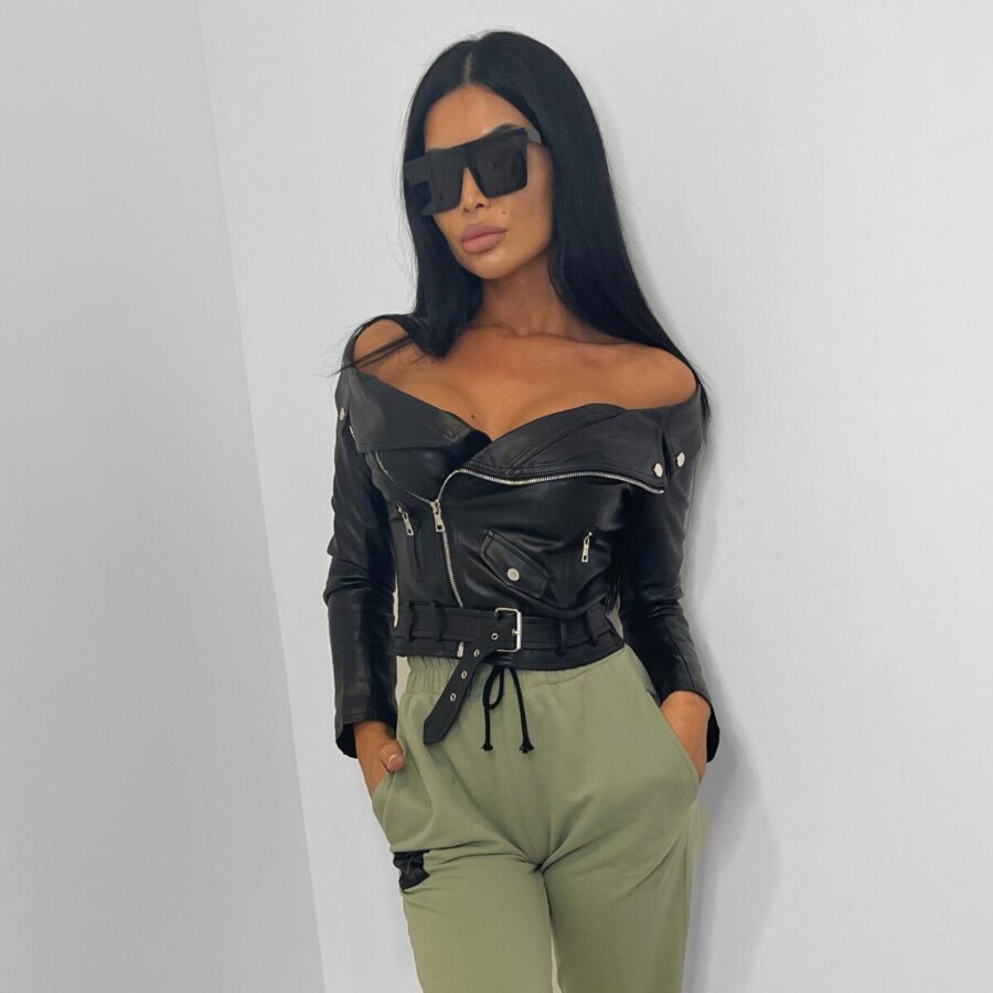 Drop Off Shoulder Jacket (Lezzy) Black