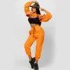 Three-Piece Cropped Sweetshirt Black Top & Logo Track Trousers (MILLIONS)