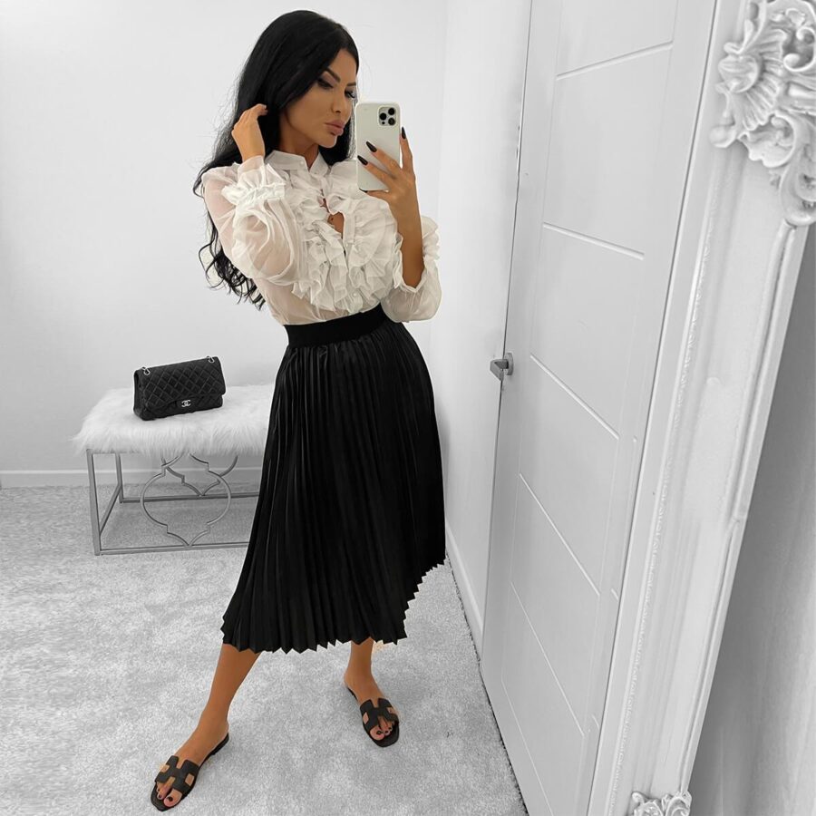 Straight plated Skirt (Mood) Black