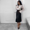 Straight plated Skirt (Mood) Black