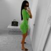 Asymmetric Blouse & ribbed-knit zipped skirt (Jennyfer) Neon Green