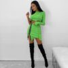 Asymmetric Blouse & ribbed-knit zipped skirt (Jennyfer) Neon Green