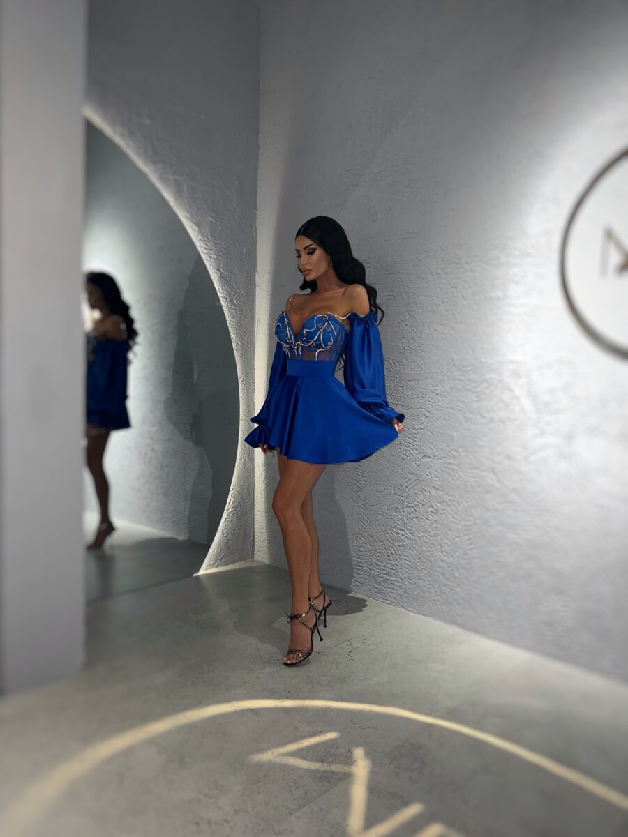 Set Azul corset trei piese millionette